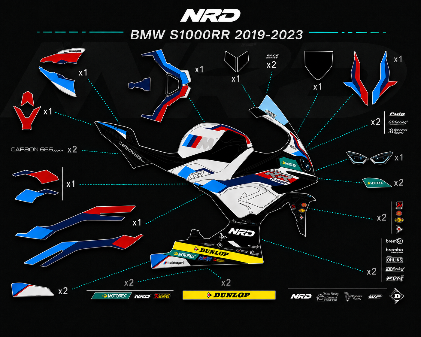 BMW S1000RR – COMPLETE DECAL KIT 3