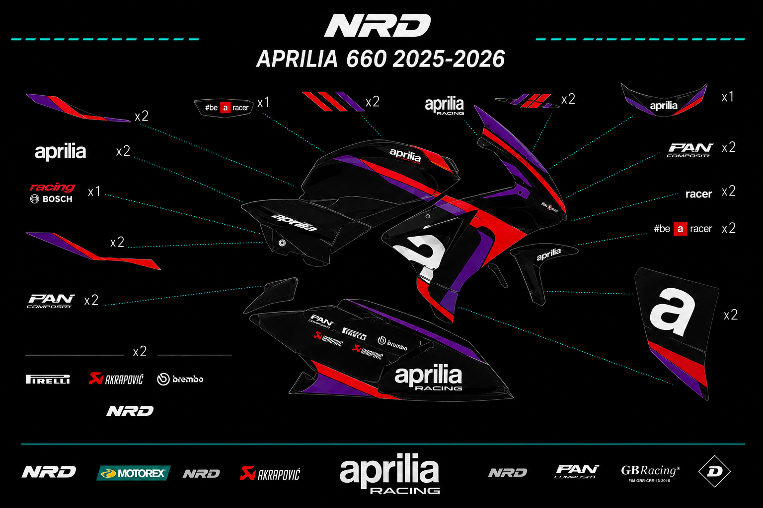 APRILIA RS 660 2025-2026– COMPLETE DECAL KIT 1