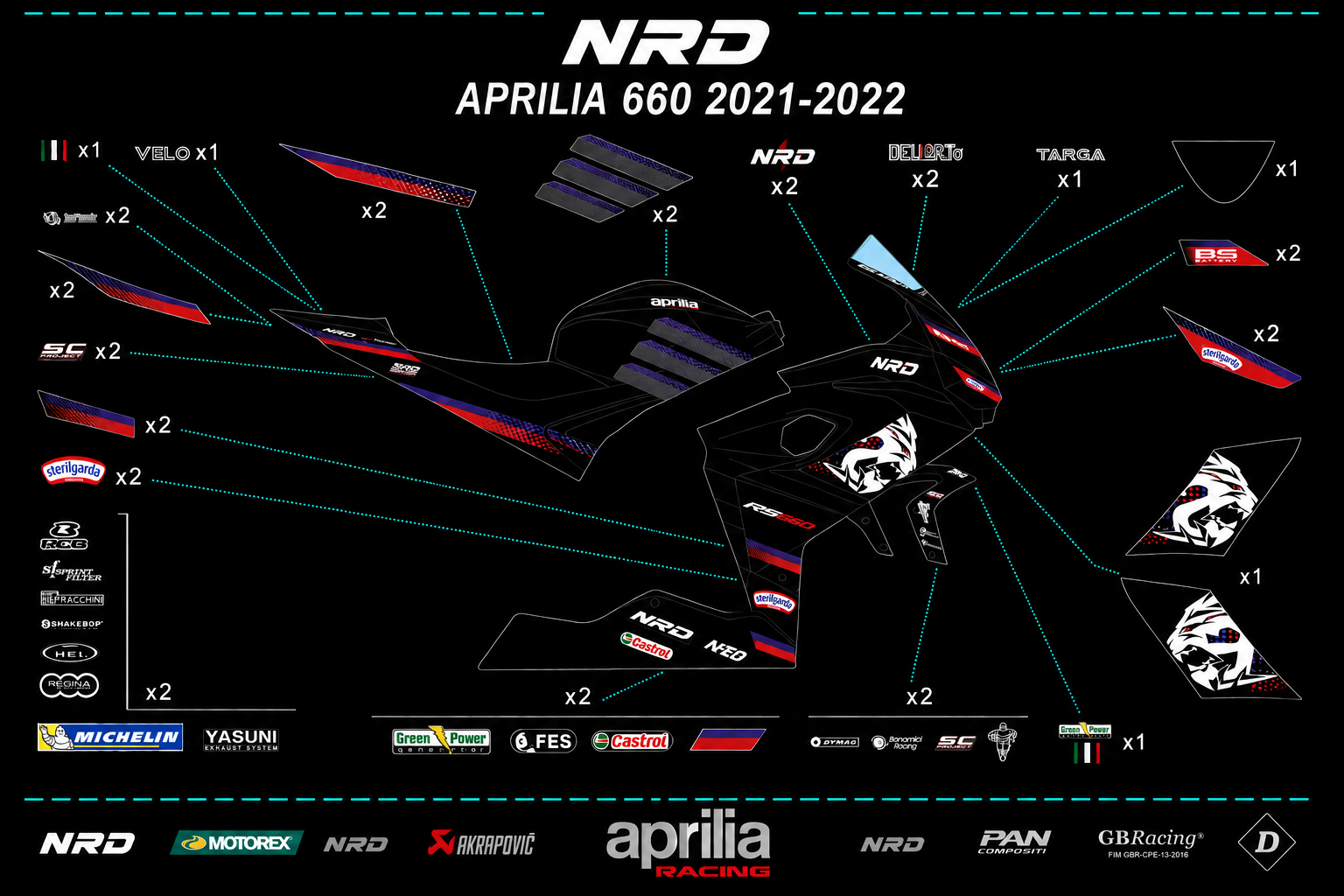 APRILIA RS 660 2021-2022– COMPLETE DECAL KIT 4