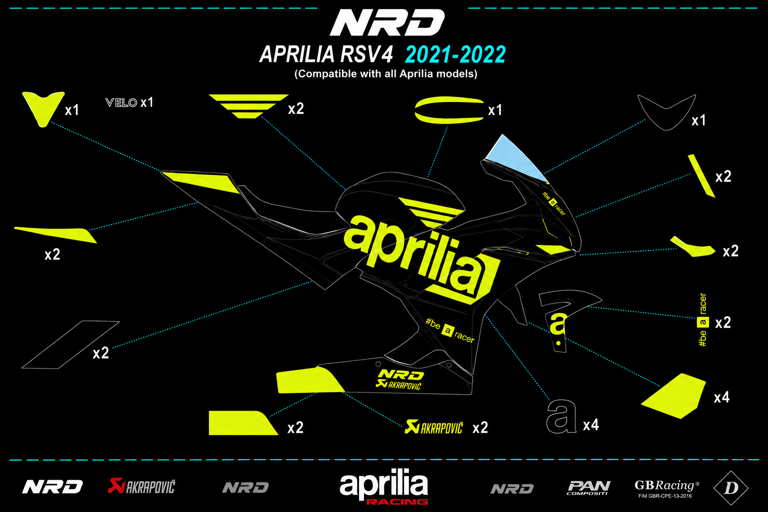 APRILIA RSV 4 2021-2024– COMPLETE DECAL KIT 5