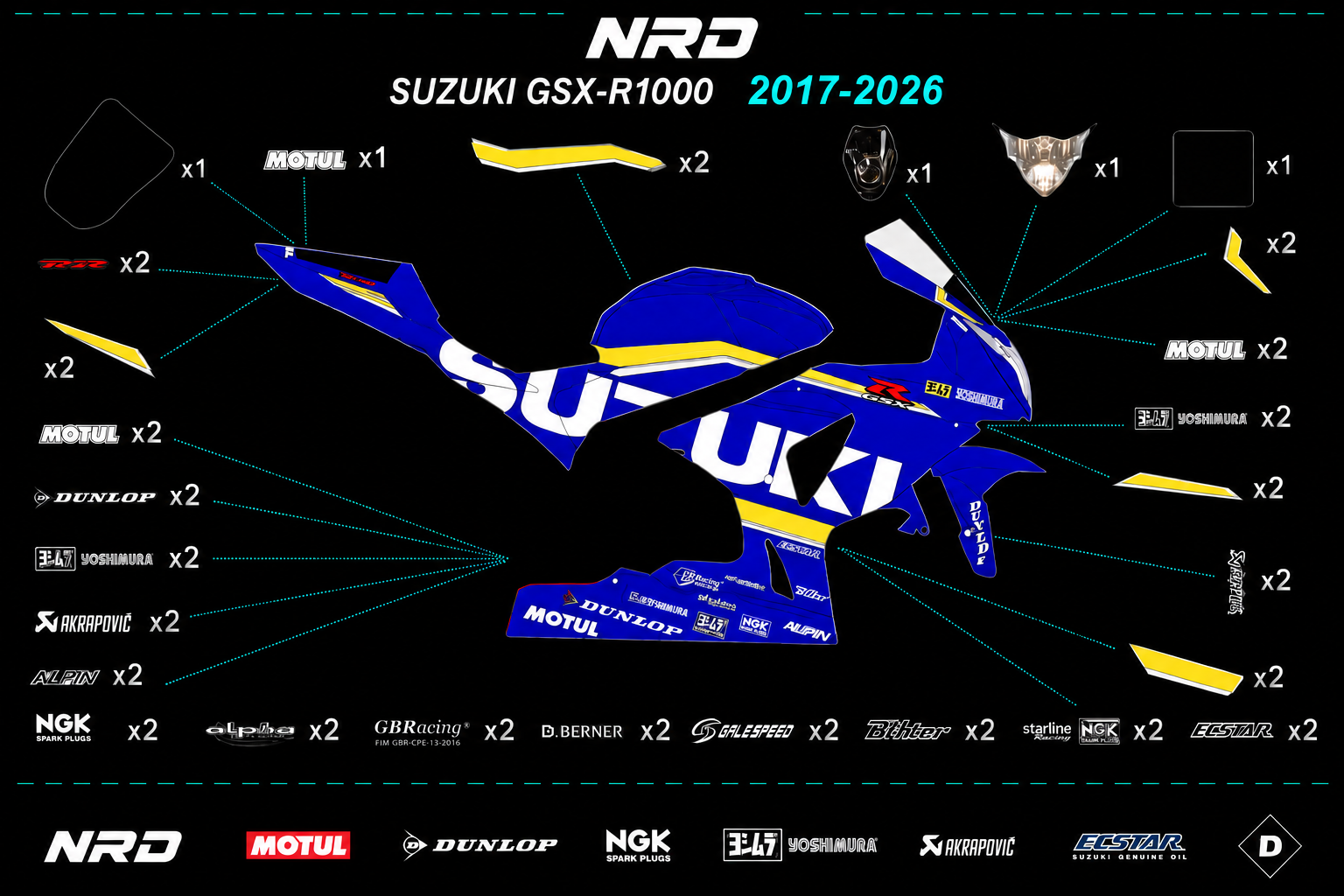 SUZUKI GSX-R 1000- COMPLETE DECAL KIT 1