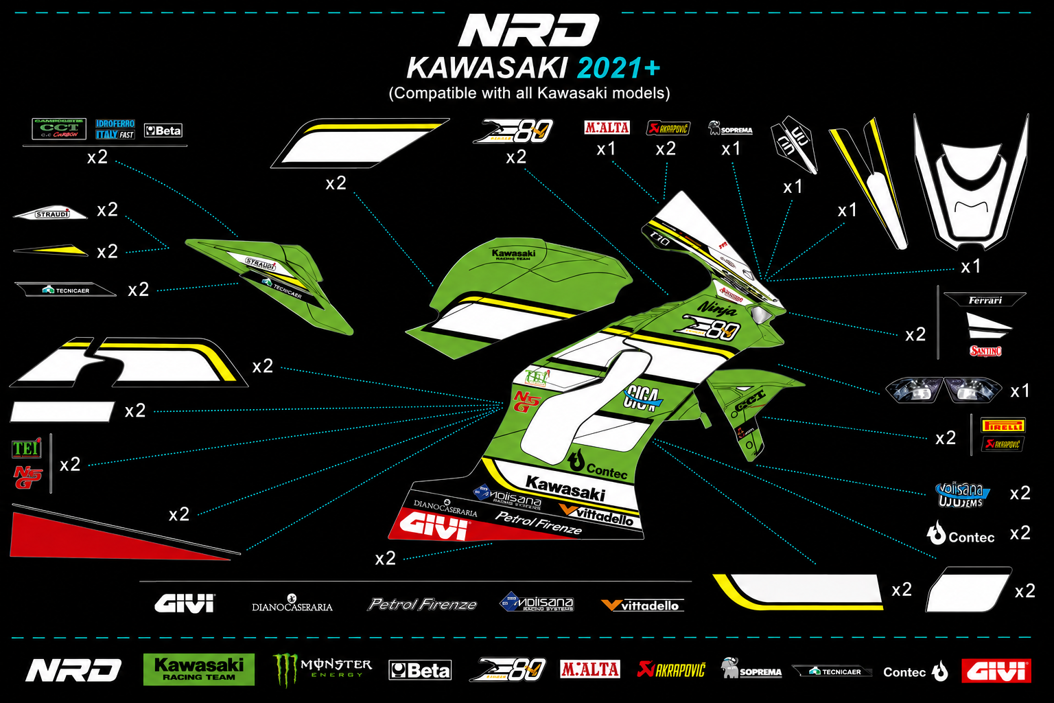 KAWSAKI ZX-10R - COMPLETE DECAL KIT 1
