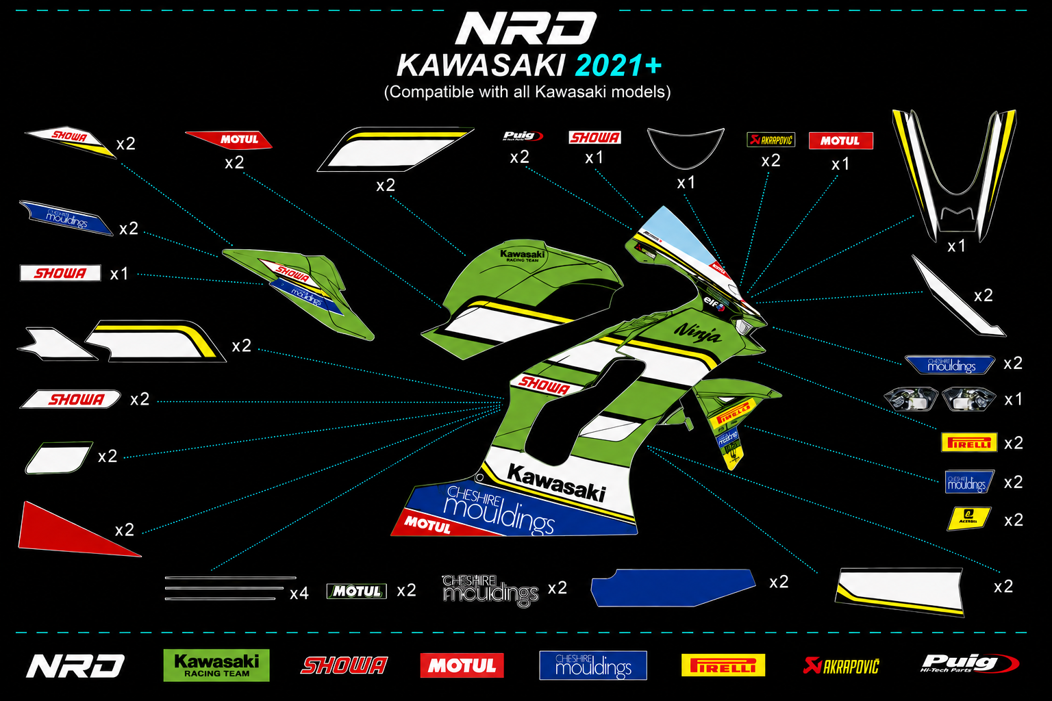 KAWSAKI ZX-10R - COMPLETE DECAL KIT 3