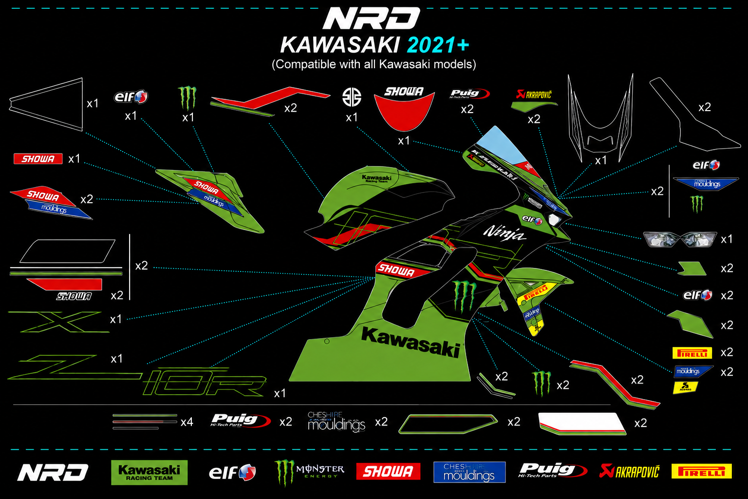 KAWSAKI ZX-10R - COMPLETE DECAL KIT 2