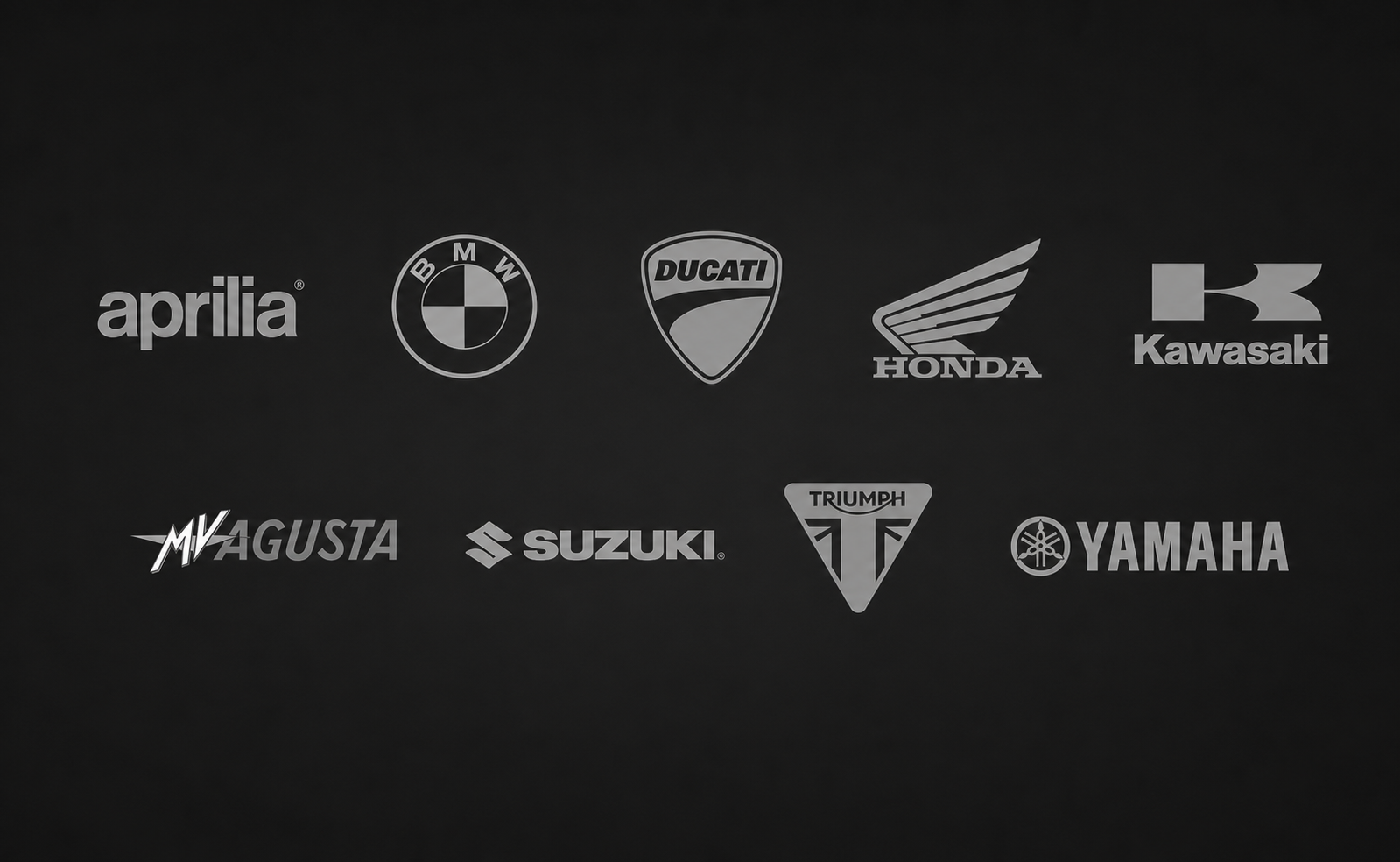 Znamke motornih koles po abecedi: Aprilia, BMW, Ducati, Honda, Kawasaki, MV Agusta, Suzuki, Triumph in Yamaha